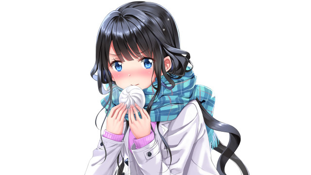 Girl scarf napkin holding neckwear free wallpaper for desktop - medium preview image