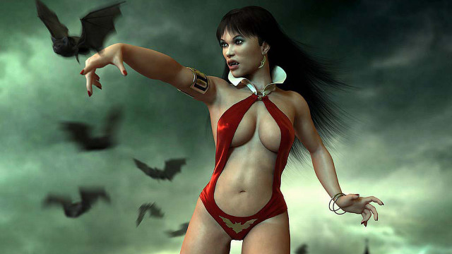 Woman red bodysuit bats flying free wallpaper for desktop - medium preview image