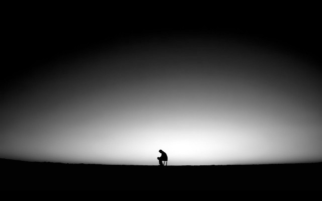 Sunset field person distant silhouette free wallpaper for desktop - medium preview image