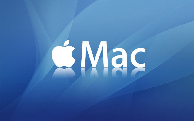 Mac logo blue wave reflection free wallpaper for desktop - medium preview image