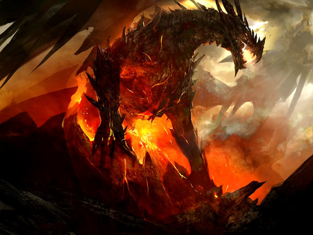 Dragon fire sky huge flames free wallpaper for desktop - medium preview image