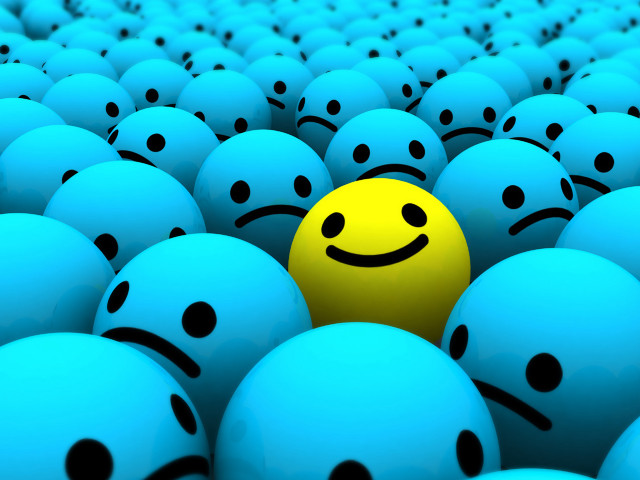 Yellow smiley blue balls black #7 free wallpaper for desktop - medium preview image