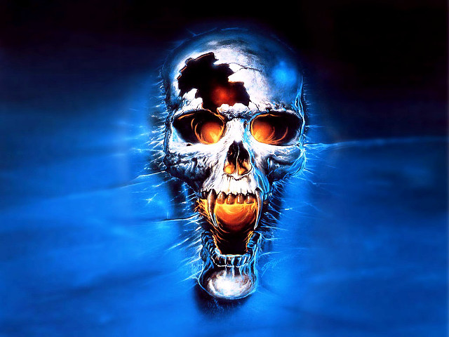 Skull glowing face eyeball artistic free wallpaper for desktop - medium preview image