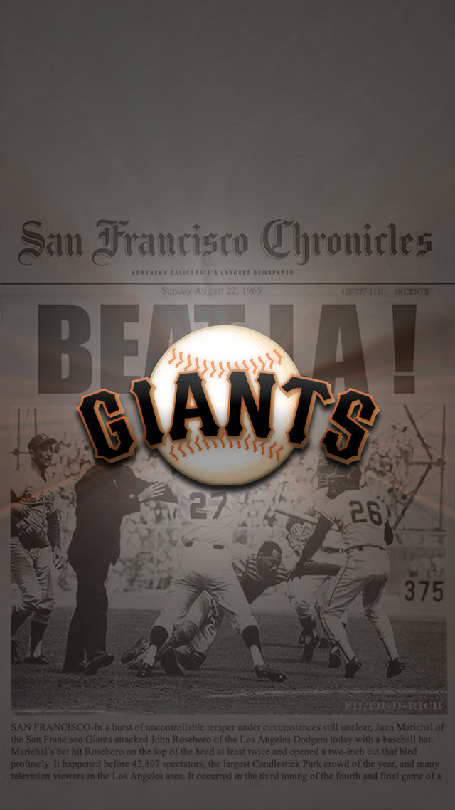 Giants newspaper baseball player typographic free wallpaper for mobile - medium preview image