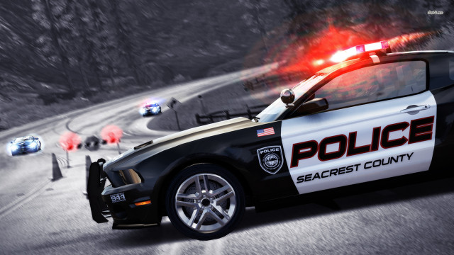 Police car lights on driving free wallpaper for desktop - medium preview image