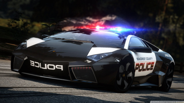 Police car driving forest trees free wallpaper for desktop - medium preview image
