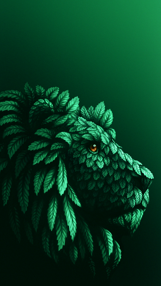 Green animal leafy pattern head #2 free wallpaper for mobile - medium preview image