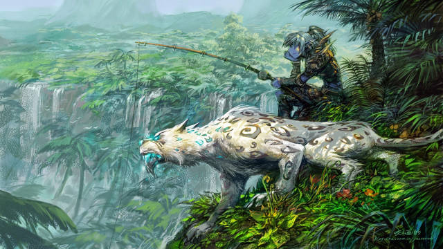 Man fishing white tiger jungle free wallpaper for desktop - medium preview image