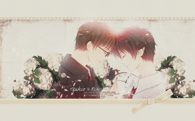 Anime characters couple flowers background free wallpaper for desktop - medium preview image