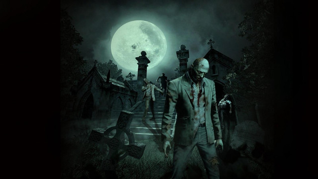 Zombies cemetery dark moon group free wallpaper for desktop - medium preview image