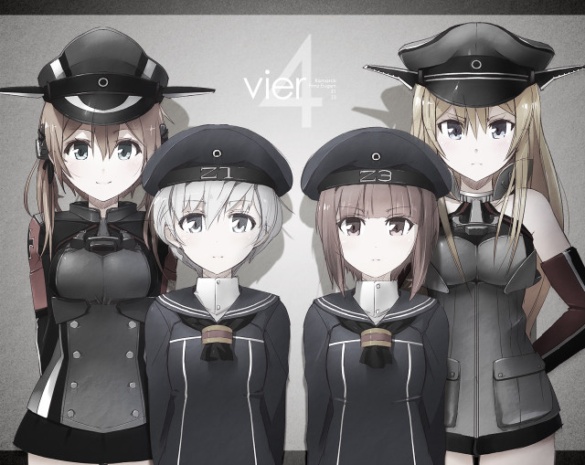 Anime girls hats uniforms caption free wallpaper for desktop - medium preview image