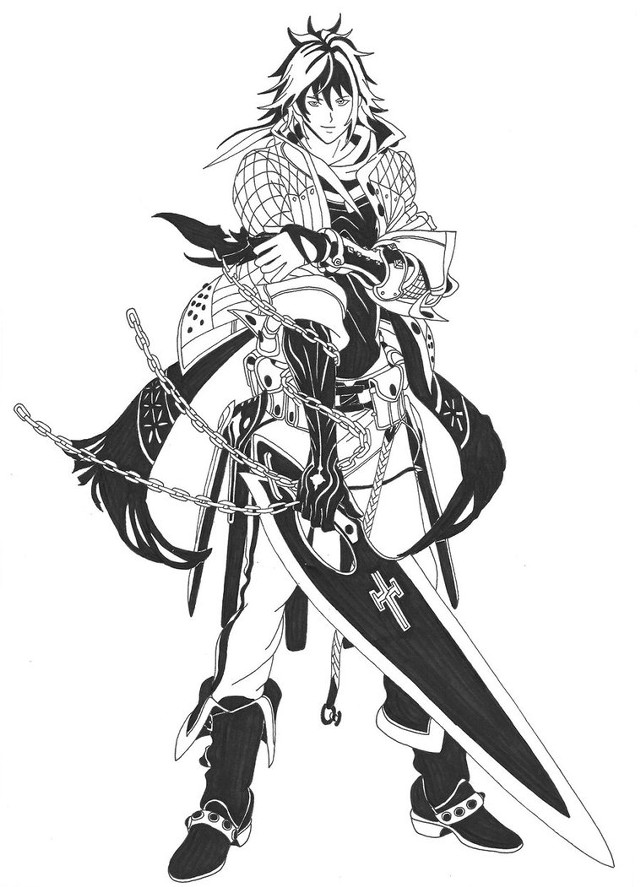 Woman sword armor drawing art free wallpaper for mobile - medium preview image
