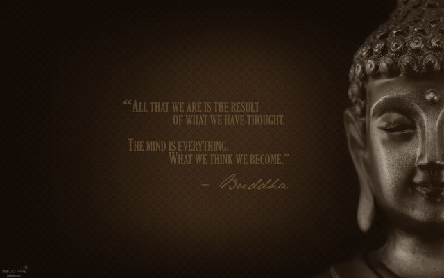 Buddha statue inspirational quote mind free wallpaper for desktop - medium preview image