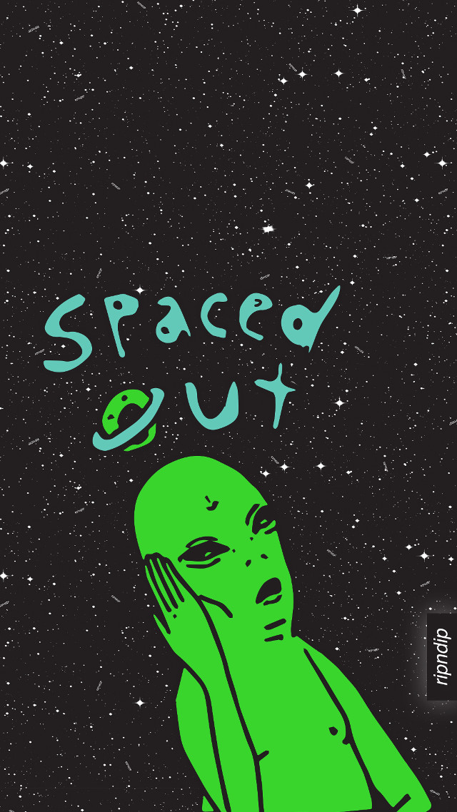 Green alien hand face spaced free wallpaper for mobile - medium preview image
