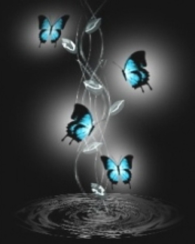 Butterflies flying water black background free wallpaper for mobile - medium preview image