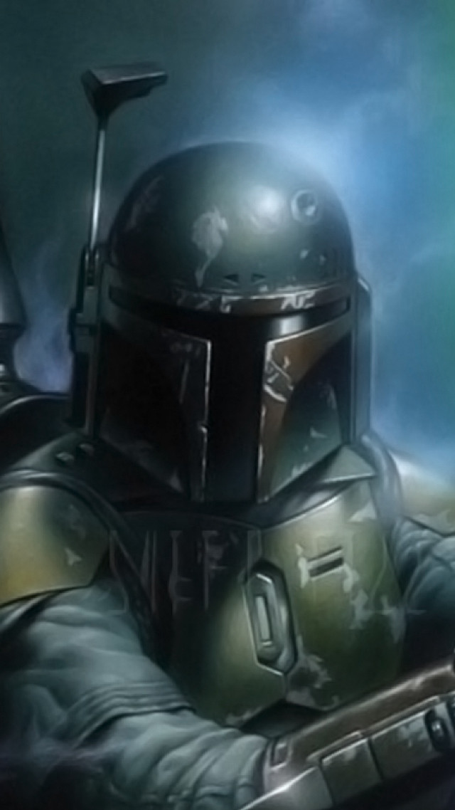 Boba fett costume man holding free wallpaper for mobile - medium preview image