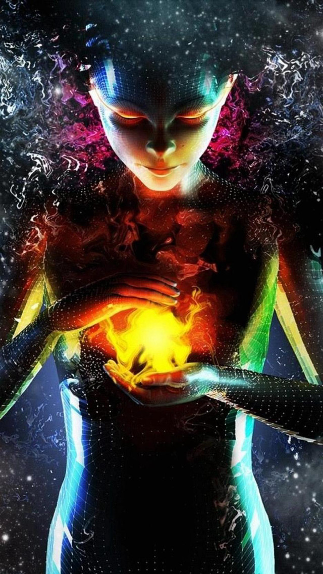 Woman holding ball of fire free wallpaper for mobile - medium preview image