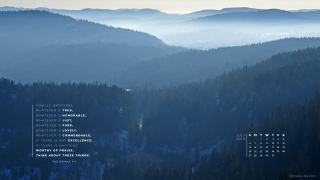 Mountain range trees calendar side free wallpaper for desktop - medium preview image