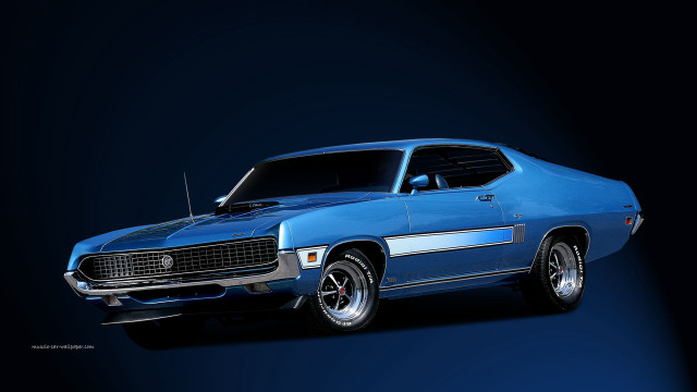 Blue muscle car dark background free wallpaper for desktop - medium preview image