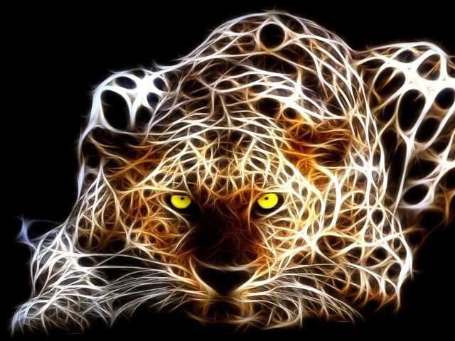 Leopard psychedelic digital art yellow free wallpaper for desktop - medium preview image