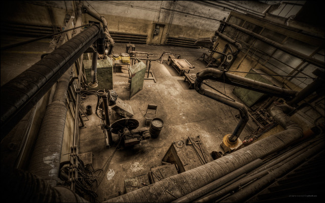 Industrial building pipes machinery inside free wallpaper for desktop - medium preview image