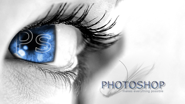 Blue eye photoshop iris logo free wallpaper for desktop - medium preview image