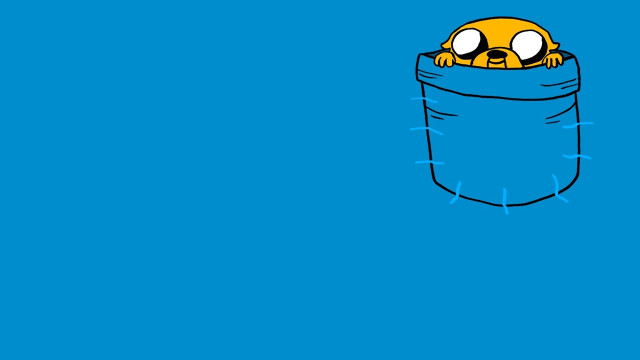 Cartoon character peeking pocket dog free wallpaper for desktop - medium preview image