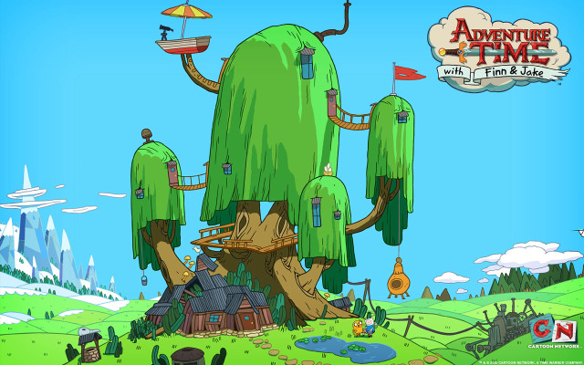 Cartoon tree house trees sky free wallpaper for desktop - medium preview image