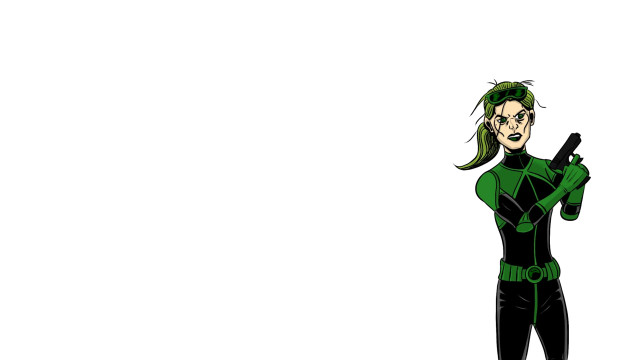 Woman green black outfit gun free wallpaper for desktop - medium preview image