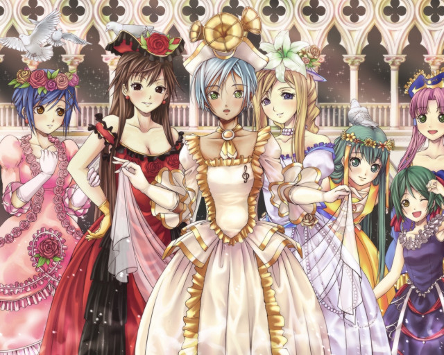 Women dresses fence building clock free wallpaper for desktop - medium preview image