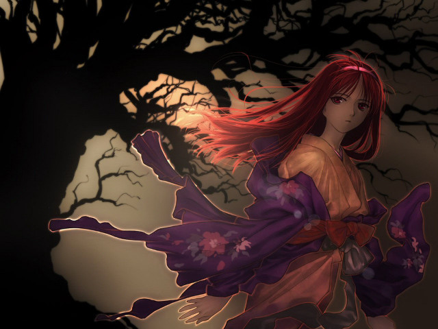 Woman red hair dress walking free wallpaper for desktop - medium preview image