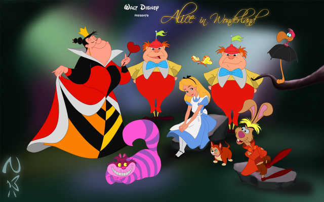 Cartoon characters alice in wonderland free wallpaper for desktop - medium preview image