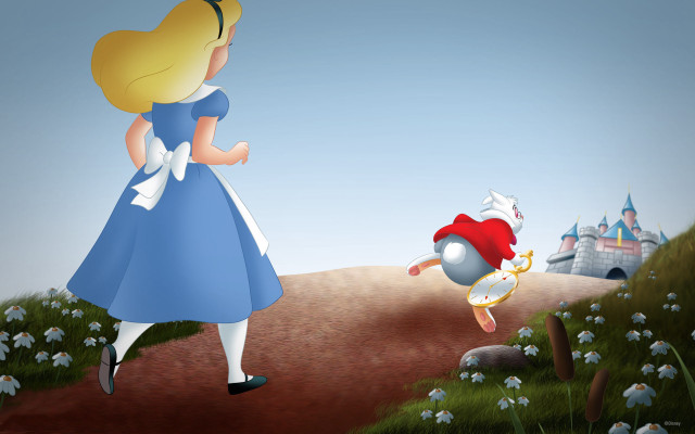 Girl running castle red hat free wallpaper for desktop - medium preview image