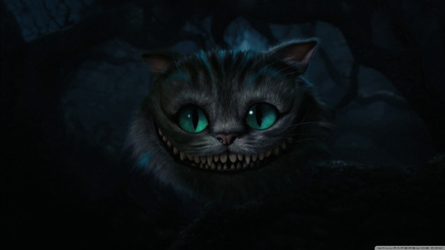 Cat glowing eyes creepy smile free wallpaper for desktop - medium preview image