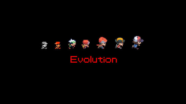 Pixel characters evolution red black free wallpaper for desktop - medium preview image