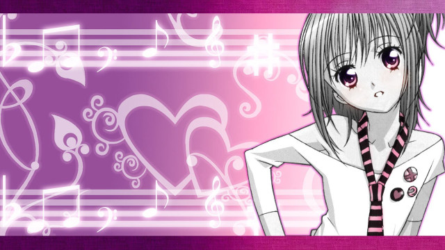 Anime girl musical notes purple free wallpaper for desktop - medium preview image