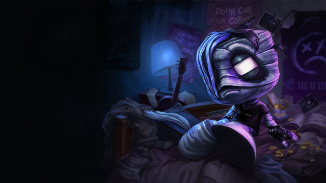 Cartoon character bed dark room free wallpaper for desktop - medium preview image