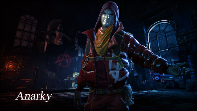 Red character dark room hoodie free wallpaper for desktop - medium preview image