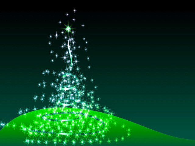 Green christmas tree hill stars free wallpaper for desktop - medium preview image