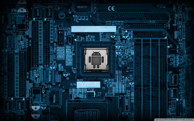 Computer board robot blue background free wallpaper for desktop - medium preview image