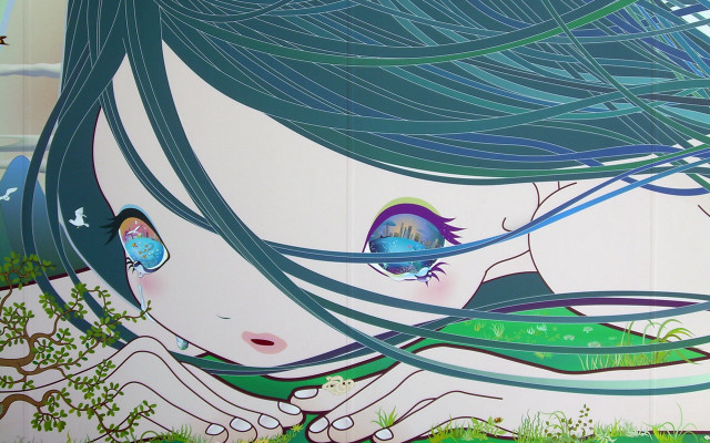 Woman long hair blue eyes #2 free wallpaper for desktop - medium preview image