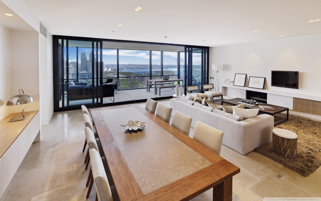 Living room large window table free wallpaper for desktop - medium preview image