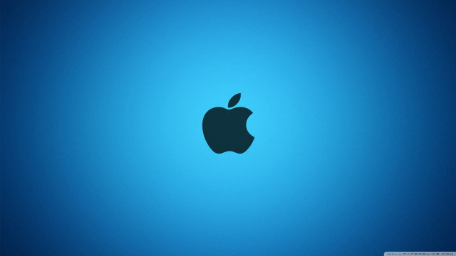 Apple logo blue background shadow free wallpaper for desktop - medium preview image