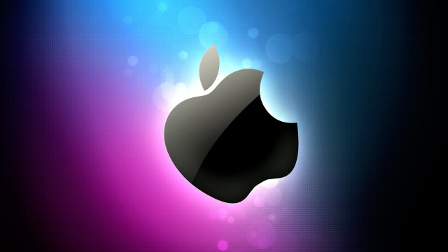 Apple logo colorful blurry background free wallpaper for desktop - medium preview image