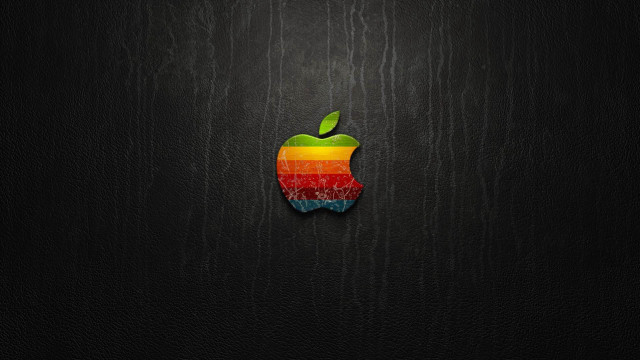 Apple logo black background rainbow free wallpaper for desktop - medium preview image