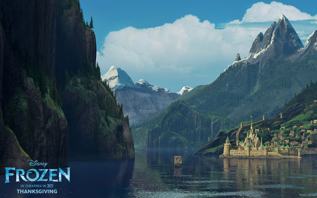 Frozen world lake mountains castle free wallpaper for desktop - medium preview image