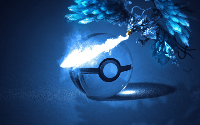 Glass ball pokemon ball blue free wallpaper for desktop - medium preview image