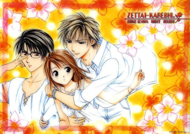 Anime characters flowers yellow background free wallpaper for desktop - medium preview image