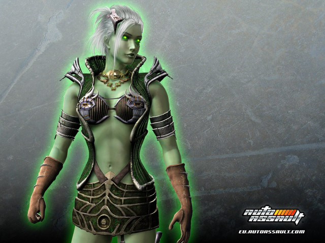 Woman green outfit green light free wallpaper for desktop - medium preview image