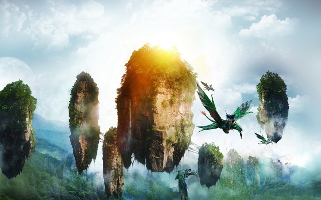 Bird flying mountain range forest free wallpaper for desktop - medium preview image